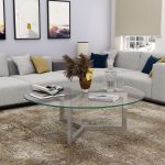 Stainless Steel Coffee Table with Glass Top