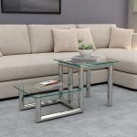 Stainless Steel Two Step Center Table with Glass Top