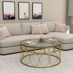 Steel Round Coffee Table with Glass Top