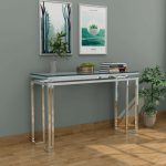 Stainless Steel Console Table with Glass Top