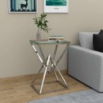 Stainless Steel Console Table with Glass Top