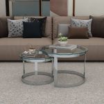 Stainless Steel Nesting Coffee Tables Set of 2 with Glass Top - Image 2
