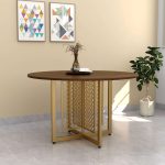 Steel Round Meeting Table with Wooden Top