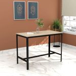Steel Dining Table with Wooden Top