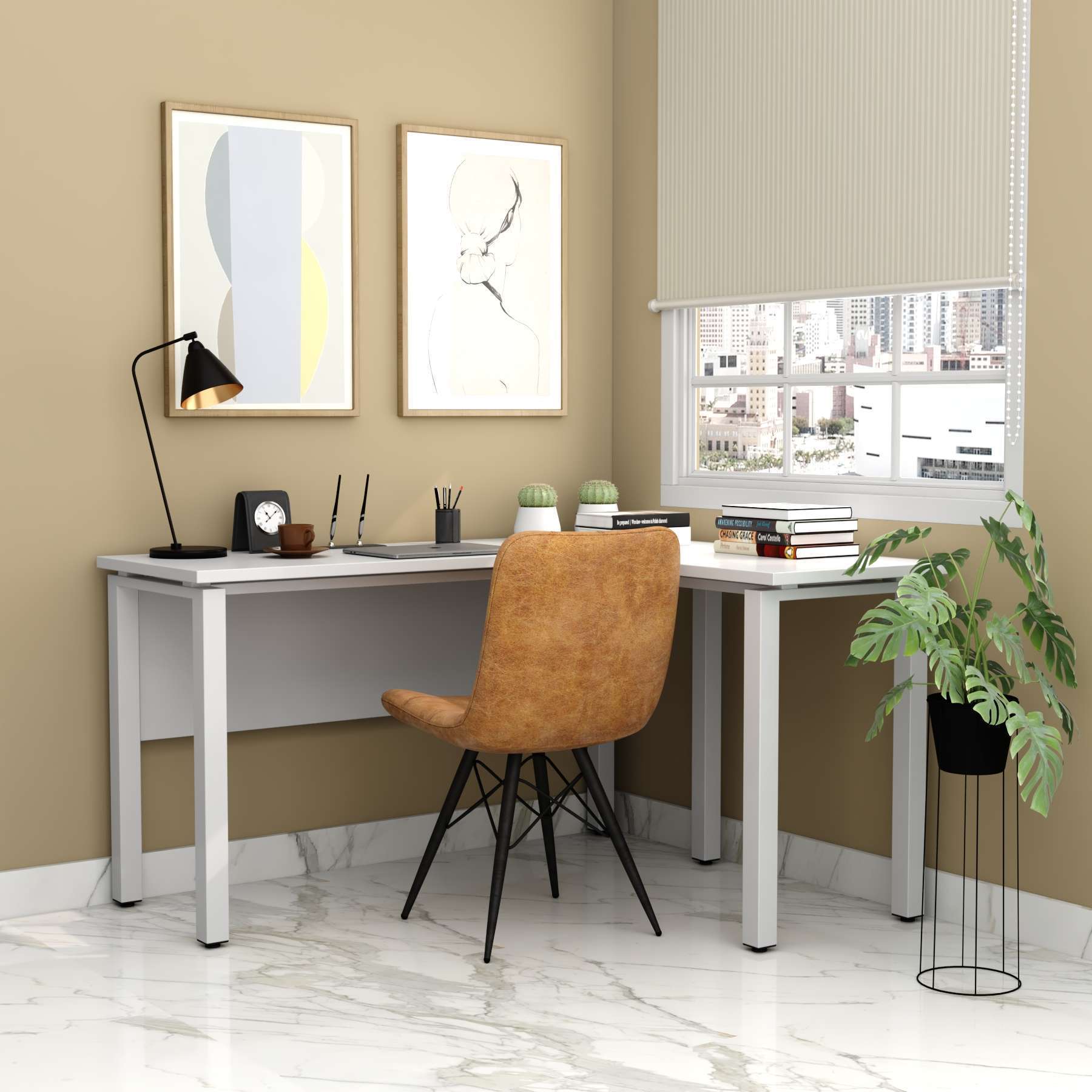 seen-1-92.jpg Steel L-Shaped Executive Desk - Image 1