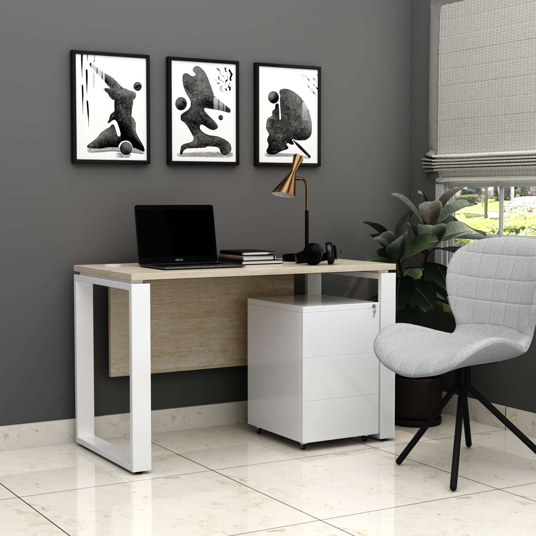 seen-1-93.jpg Single Seater Workstation Desk with Pedestal - Image 1