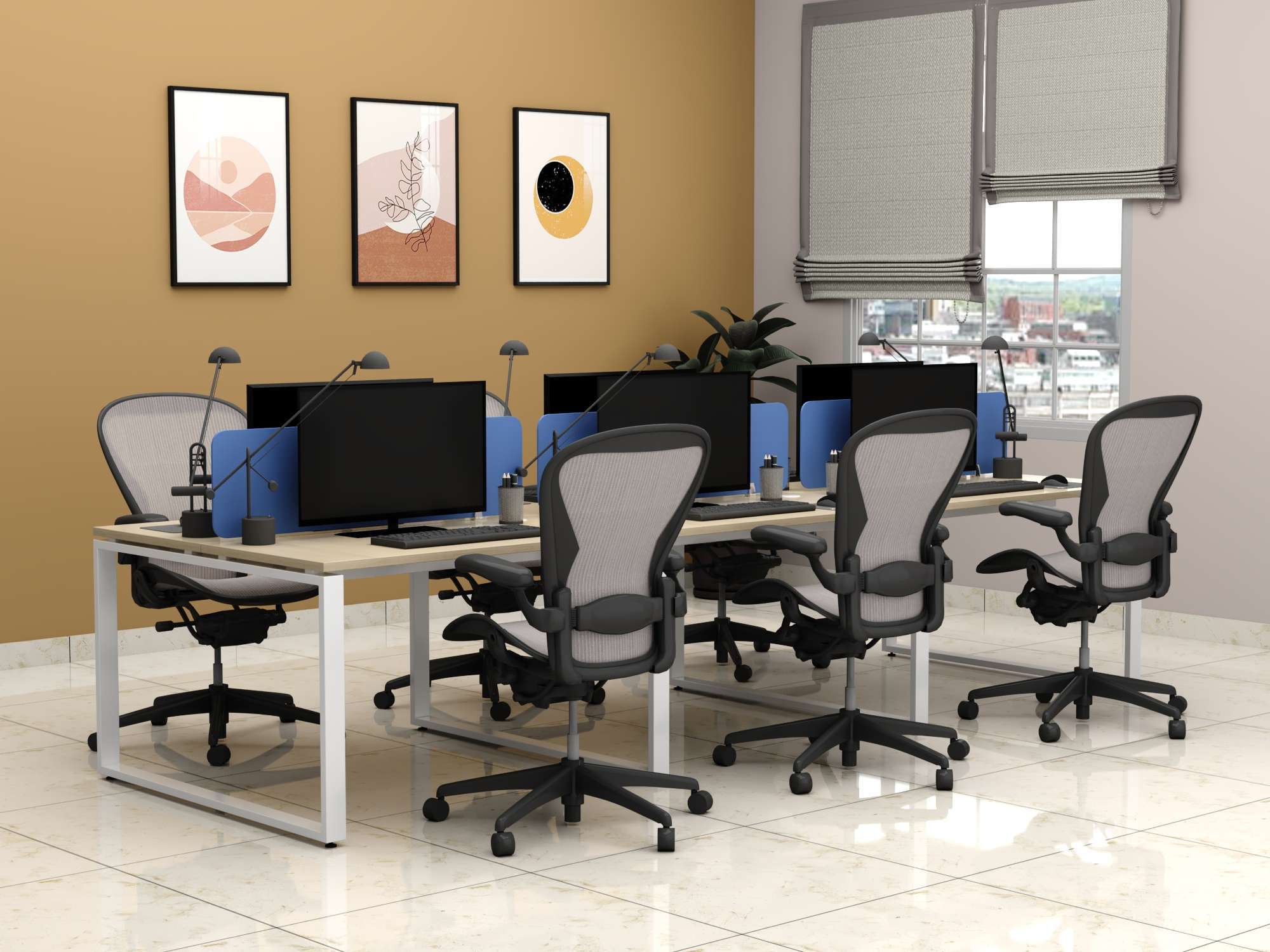 seen-1-94.jpg Six Line Cluster Desk with Partition Holder - Image 1