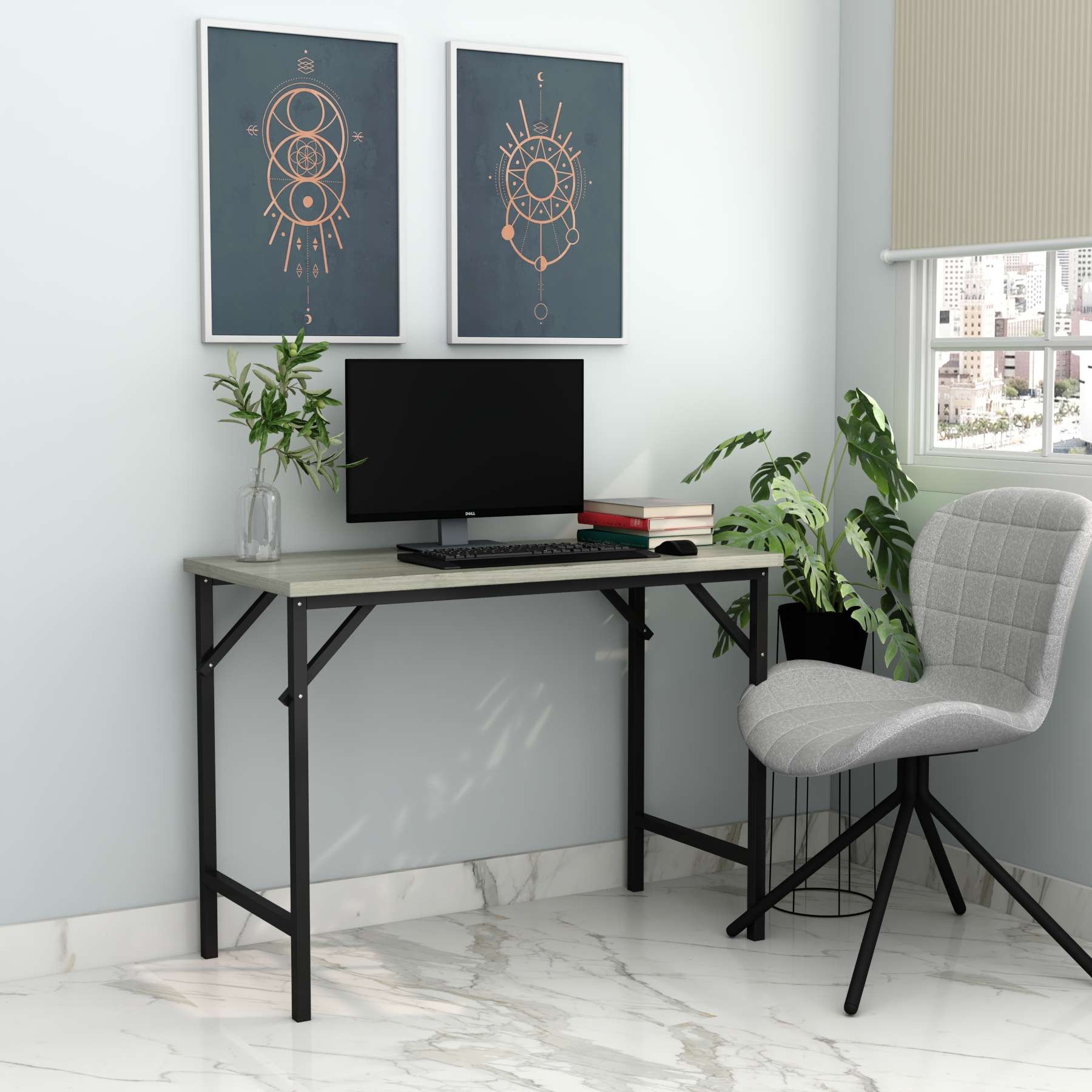 seen-1-98.jpg Steel Folding Table with Wooden Top - Image 1