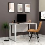 Steel Single Seater Workstation Desk with Wooden Top