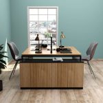 Steel Face To Face Cluster of 2 Workstation Desk with Wooden Top - Image 2