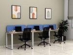 Three Line Cluster Desk with Partition Holder