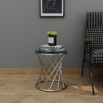 Stainless Steel End Table with Glass Top