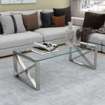 Stainless Steel Coffee Table with Glass Top