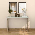 Stainless Steel Console Table with Glass Top - Image 2