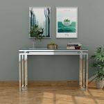 Stainless Steel Console Table with Glass Top - Image 2