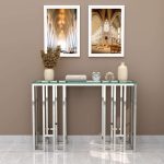 Stainless Steel Console Table with Glass Top - Image 2