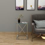 Stainless Steel C Shape End Table with Glass Top - Image 2