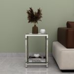 Stainless Steel Side Table with Glass Top - Image 2