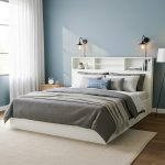 Wooden Double Bed with Headboard Storage for Home, Livingroom, Bedroom - Strong and Sturdy Modern Design Wooden Bed Furniture