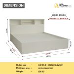 Wooden Double Bed with Headboard Storage for Home, Livingroom, Bedroom - Strong and Sturdy Modern Design Wooden Bed Furniture - Image 2