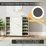 Shoe Rack with 5 Removable Shelves | Shoe storage unit with 6 Compartments & Ventilation Holes | Shoe cabinet Roller Wheels, Pre-Assembled, White - (100H * 120W * 40D CM) - Image 3