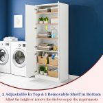 Storage Cabinet | 3 Adjustable in Top & 1 Removable Shelf in Bottom | Pre-Assembled with Handle & Lock | Versatile Office & Home Organizer White MDF (H200 x W80 x D40 cm) - Image 3
