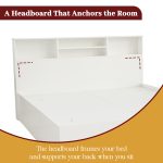 Wooden Double Bed with Headboard Storage for Home, Livingroom, Bedroom - Strong and Sturdy Modern Design Wooden Bed Furniture - Image 3