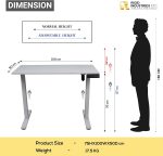 Electric Height Adjustable Table, Ergonomic Electric Sit Stand Desk, Metal & MDF Top, Smooth Lifting Mechanism, Adjustable Office Workstation, White - (117H x 100W x 50D) - KD Condition - Image 2