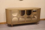 RIGID 4-Door Glass Sideboard Cabinet, 1700x500x900 mm Storage Unit