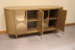 RIGID 4-Door Glass Sideboard Cabinet, 1700x500x900 mm Storage Unit - Image 5