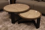RIGID Nested Coffee Table Set | Stone Finish Round Tables, Set of 2 - Image 7