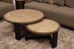 RIGID Nested Coffee Table Set | Stone Finish Round Tables, Set of 2