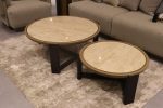 RIGID Nested Coffee Table Set | Stone Finish Round Tables, Set of 2 - Image 6