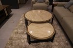 RIGID Nested Coffee Table Set | Stone Finish Round Tables, Set of 2 - Image 4