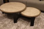 RIGID Nested Coffee Table Set | Stone Finish Round Tables, Set of 2 - Image 2